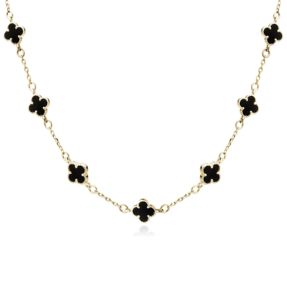 Colier placat cu aur galben din argint cu trifoi cu email negru DiAmanti Z2225NG_O-DIA Colier placat cu aur galben din argint cu trifoi cu email negru DiAmanti Z2225NG_O-DIA